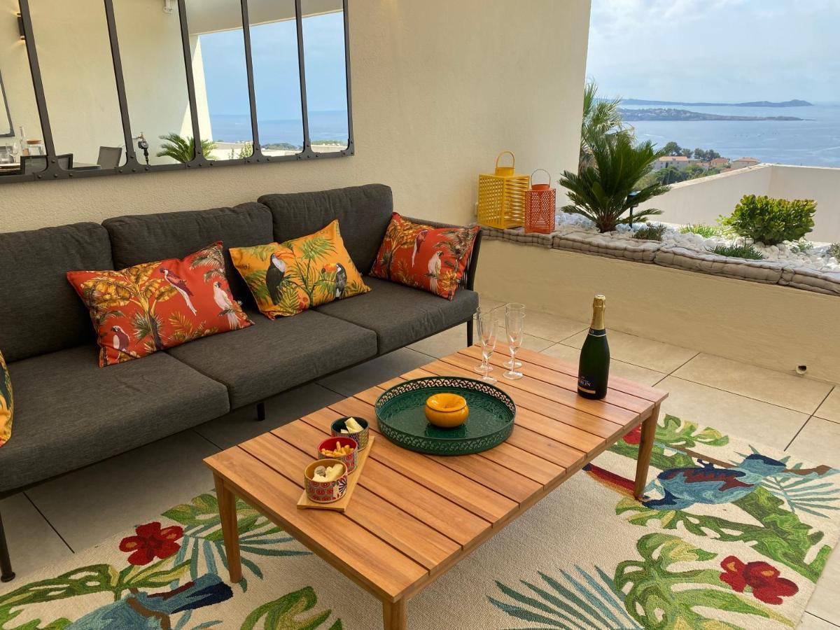 Superbe T2 44M2 - Grande Terrasse Vue Mer Panoramique Exceptionnelle Piscine - Parking Bandol Exterior photo